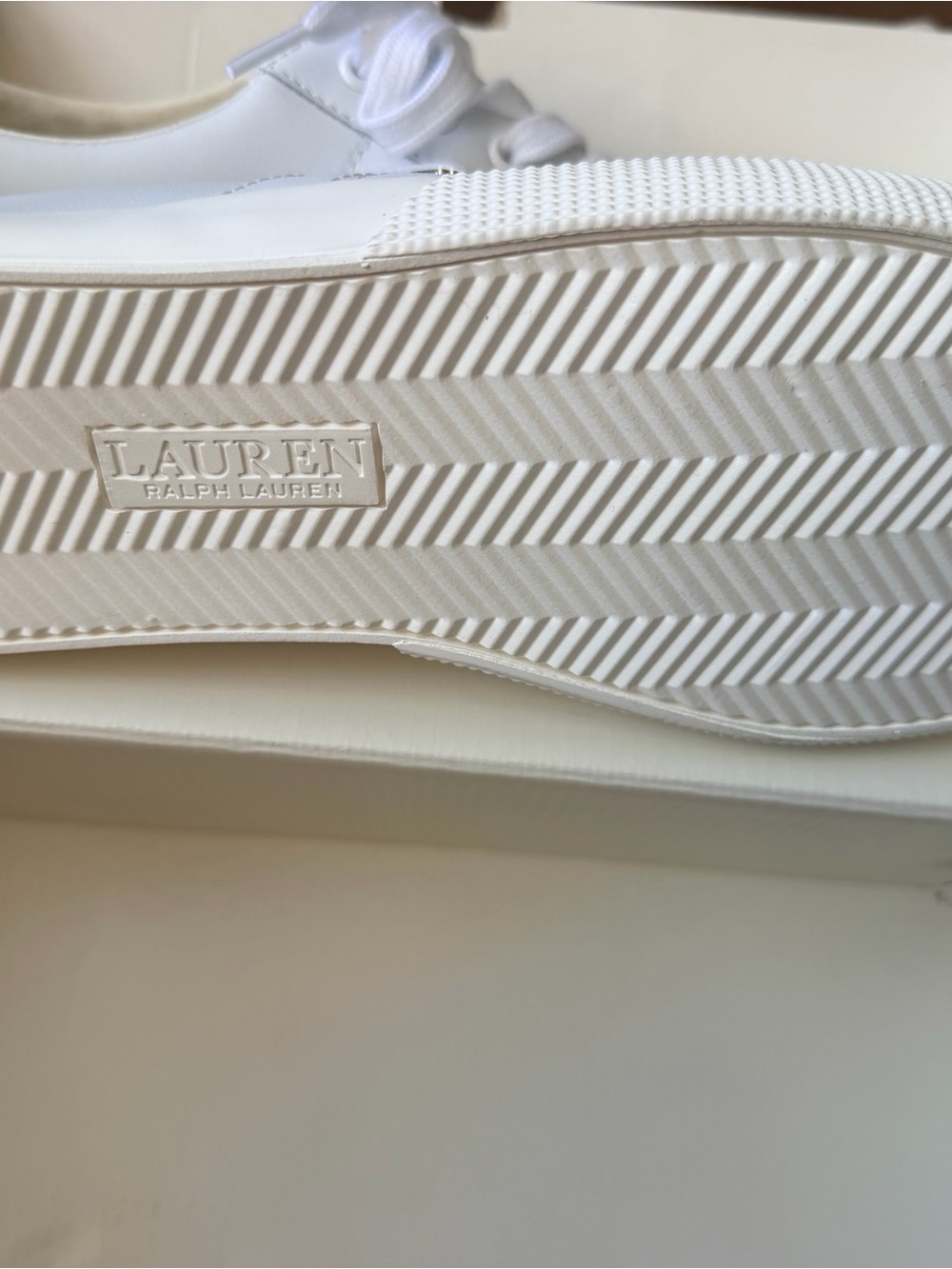 Ralph Lauren White Low-Top Lace-Up Sneakers - Picture 5 of 7